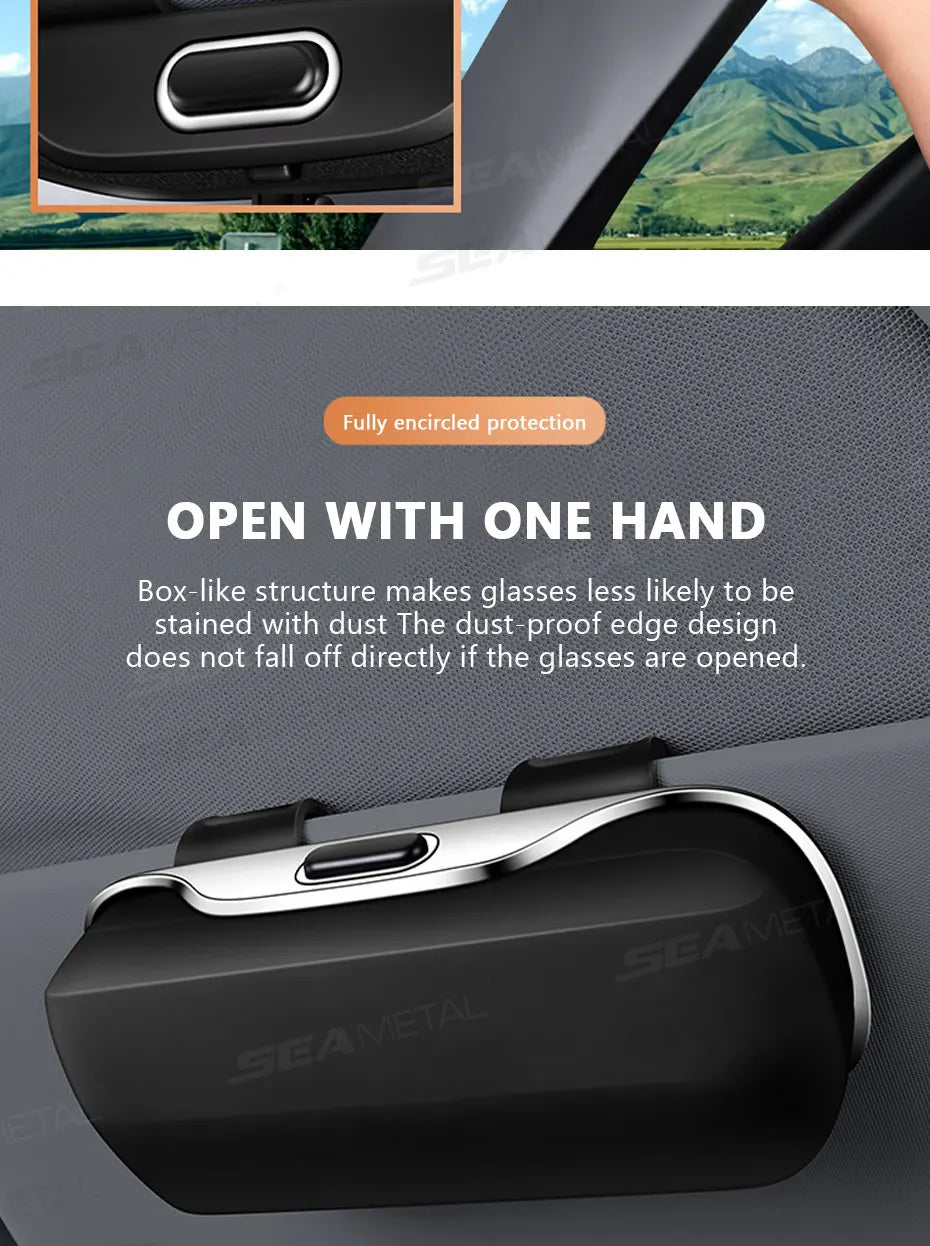 Car Glasses Box Portable Press Switch Sunglasses Holder Support Driver Goggle Case Car Sun Visor Eyeglasses Storage Box