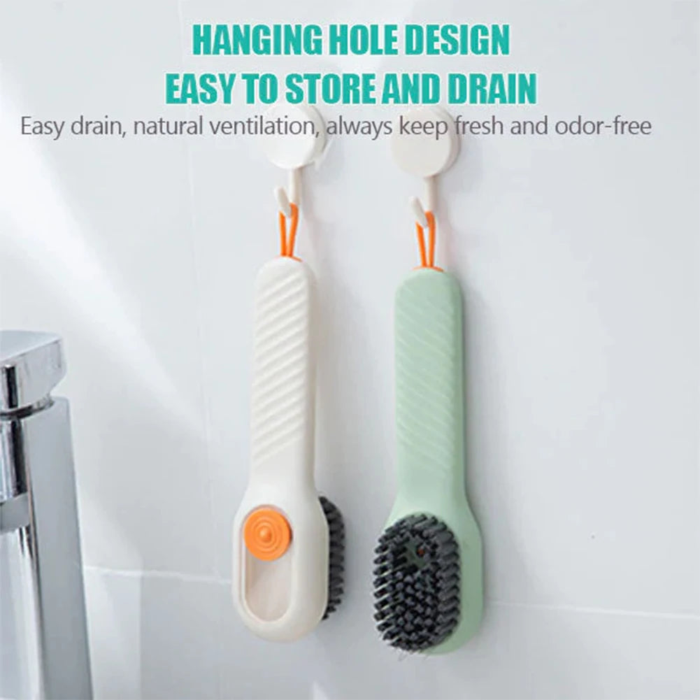 Push-Dispensing Cleaning Brush for Shoes & Clothing