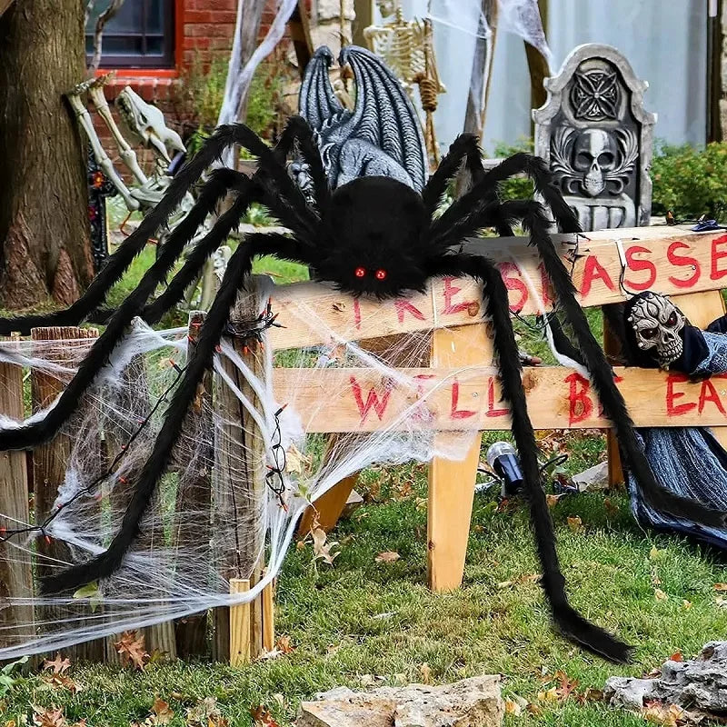 Poseable Giant Black Halloween Spider – 30cm to 200cm