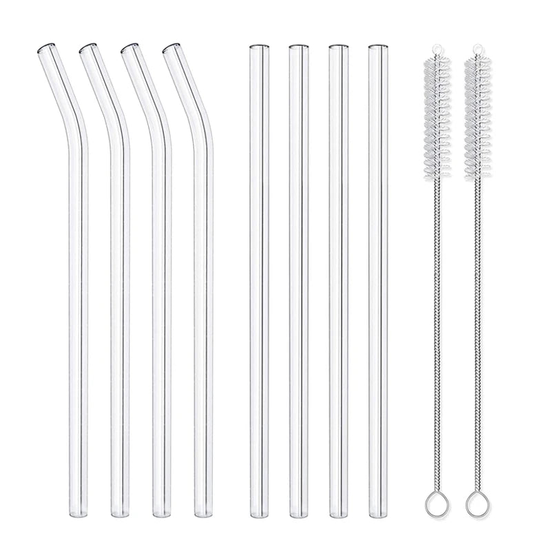 Reusable 8-Inch Glass Drinking Straws – 6 Sets