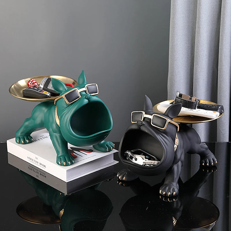 Home Decor Bulldog Figurine Dog Statue Storage Box Animal Ornament Resin Craft Art Sculpture Figurine Home Puppy Sculpture 30cm