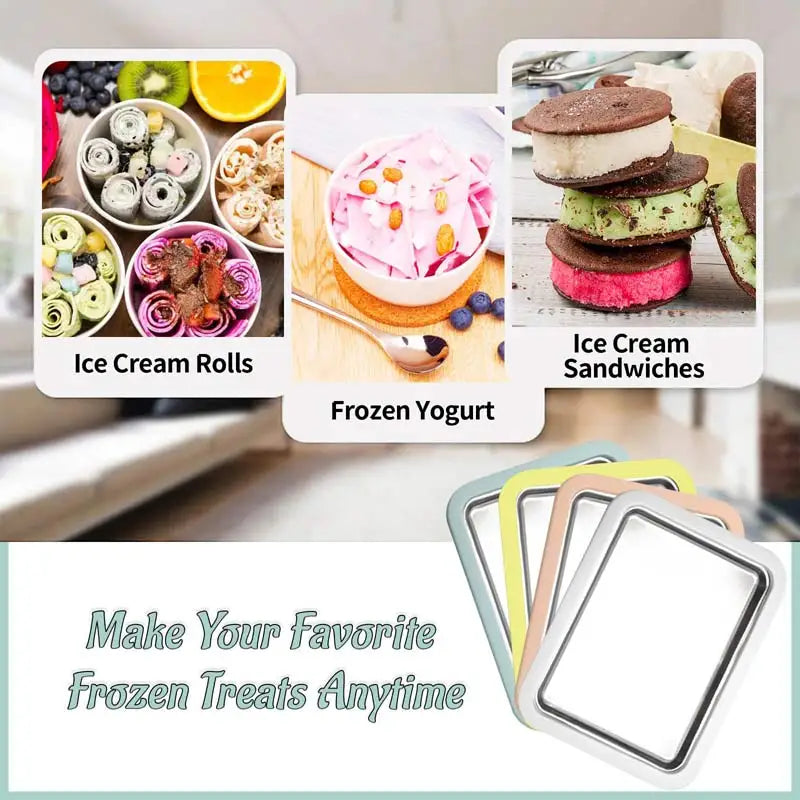 New Ice Cream Maker Stir Fry Yogurt Machine Handmade DIY Ice Cream Roll Sweet Spot Cold Plate Summer Ice Cream Tool Household