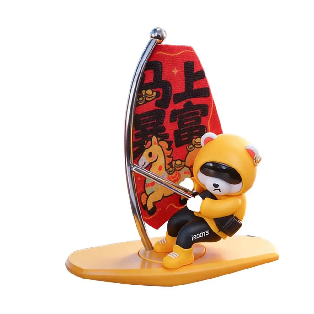 Magnetic Sailboat Swing Bear Car Dashboard Ornament – Sliding Cartoon Decoration