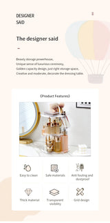 360 Degree Rotating Makeup Storage Box Rotating Layer Transparent Desktop Organizer Home Dresser Perfume Skin Care Shelf