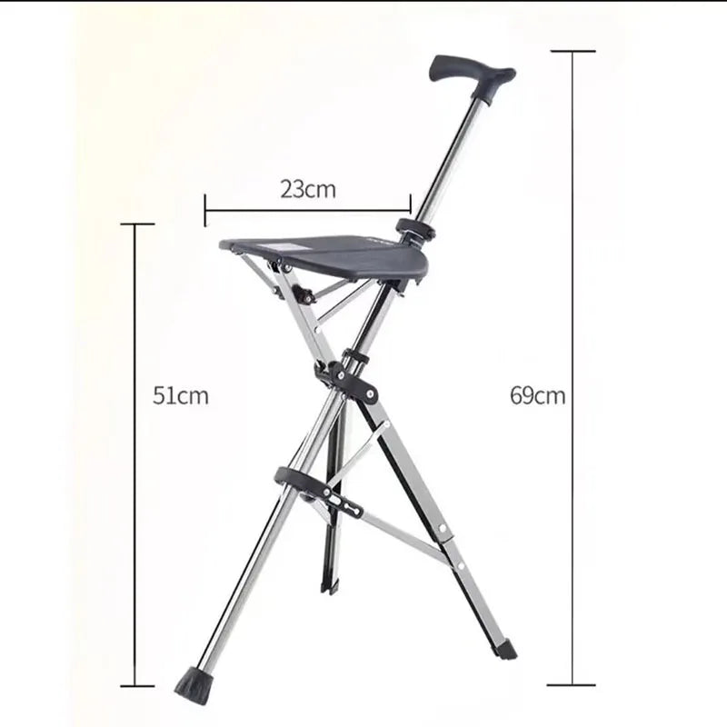 Foldable Walking Cane with Built-In Seat – 110 kg Capacity