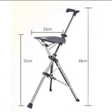 110KG load bearing New High Quality Aluminum Alloy Foldable Cane Stick Seat Adjustable Elderly Crutch fishing Chair With Stool