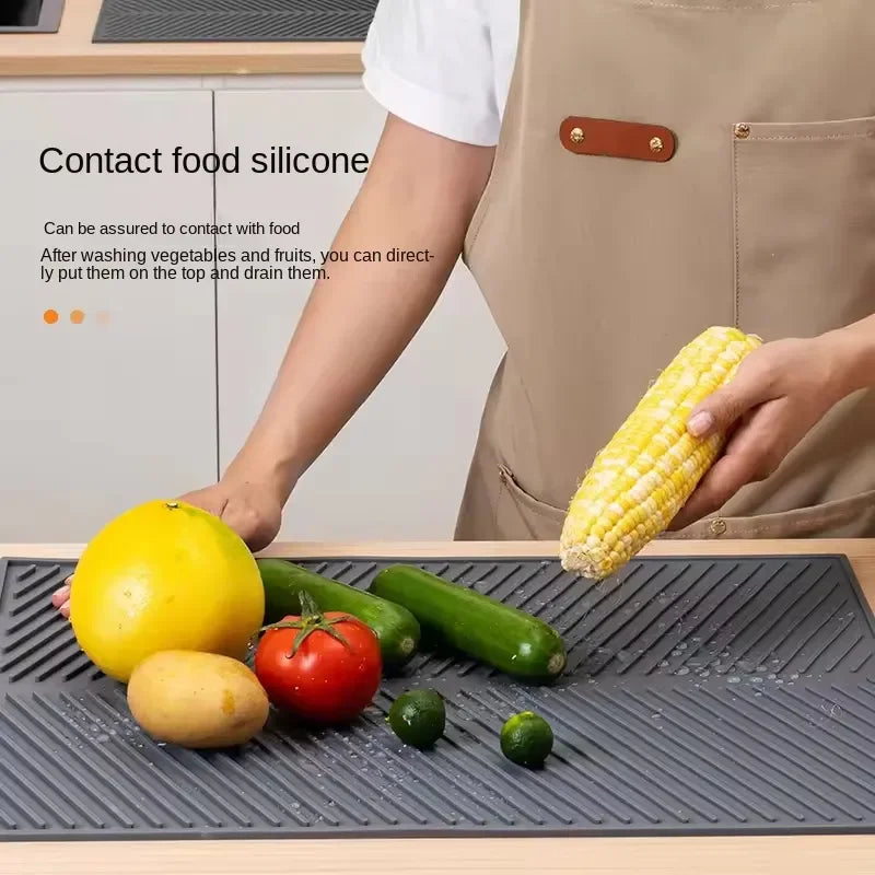 Silicone Drain Pad Drying Mat Pots Dish Drain Mat For Kitchen Tableware Non-slip Mats Anti-scald Coaster Kitchen Utensils