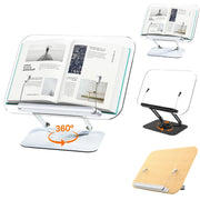 Foldable 360° Swivel Book Stand with Page Clips
