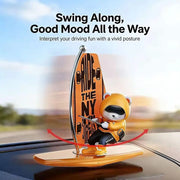 Magnetic Sailboat Swing Bear Car Dashboard Ornament – Sliding Cartoon Decoration