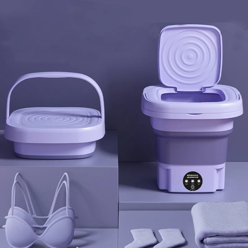 8 L Foldable Mini Washing Machine with Spin Basket