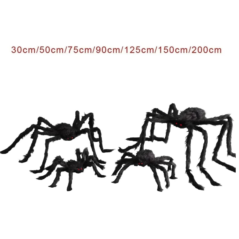 Poseable Giant Black Halloween Spider – 30cm to 200cm