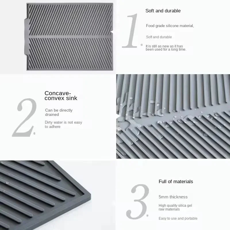 Grey Ridged Silicone Dish-Drying Mat – 3 Sizes