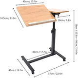360° Rotation Mobile Rolling Desk Computer Cart Rolling 58-90cm Height Adjustable Lap Desk for Laptop Desk Mobile Workstation