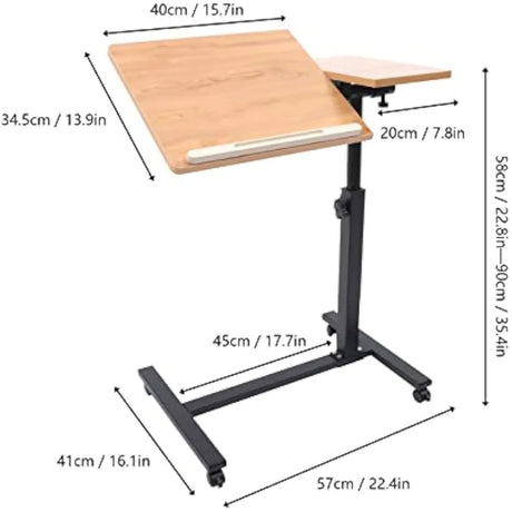 360° Rotation Mobile Rolling Desk Computer Cart Rolling 58-90cm Height Adjustable Lap Desk for Laptop Desk Mobile Workstation