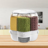 6-Compartment Cereal Dispenser, 360° Rotation, 164lbs Capacity, Airtight Sealing, Transparent Design for Dry Food Storage