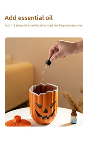 Halloween Pumpkin Aroma Diffuser & Humidifier – LED Night Light USB Essential Oil Mister