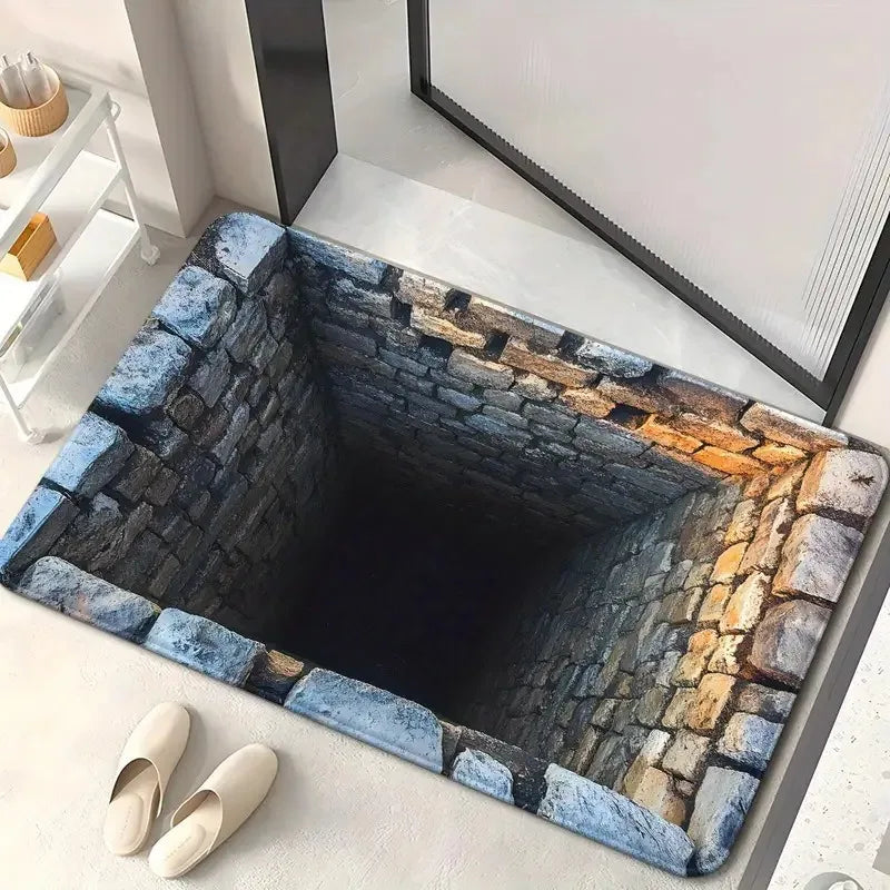 3D Bottomless-Brick Optical-Illusion Floor Mat