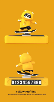 Magnetic Skateboard Bear Dashboard Ornament – 4 Styles