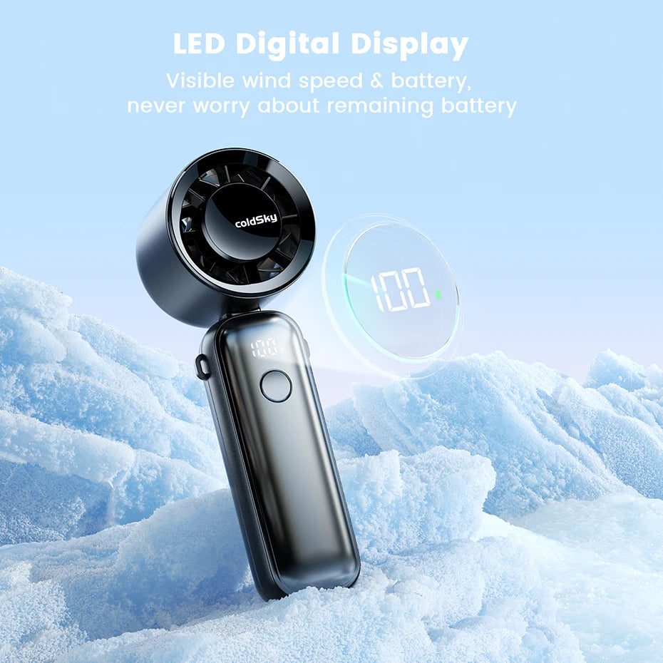 5000 mAh Foldable Turbo Fan with Digital Display – 3 Colours