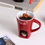 Mini Ceramic Tealight Fondue Cup with Fork