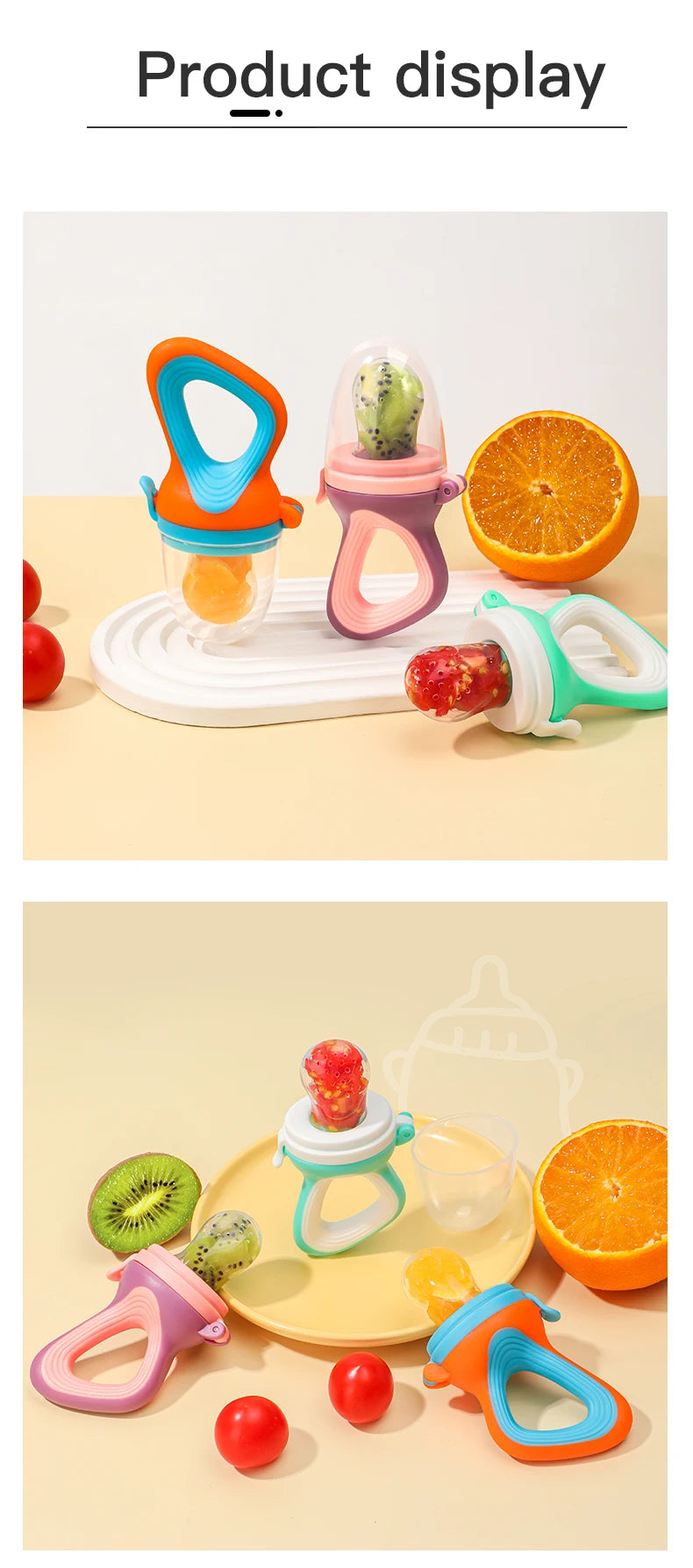 Infant Baby Food Fruit & Vegetable Pacifier, Baby Feeder with Medium Mesh Bag Food Grade Liquid Silicone Yummy Nourishment Feeding