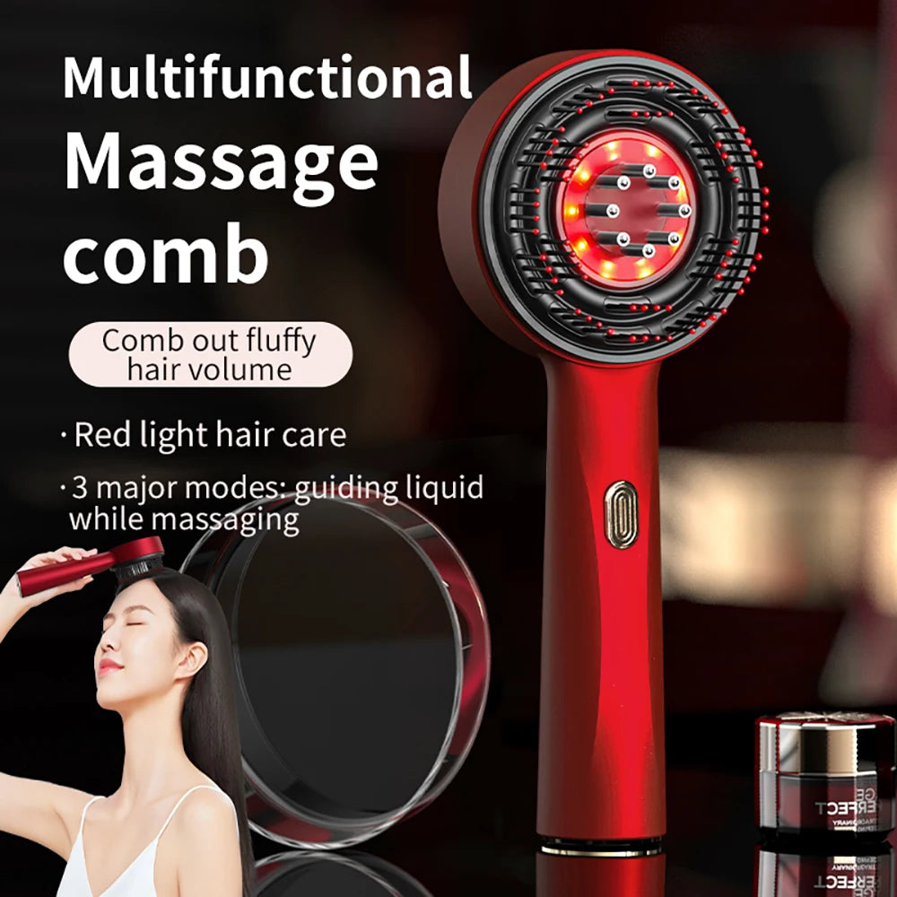 Red-Light Scalp Massage Comb with Liquid Applicator