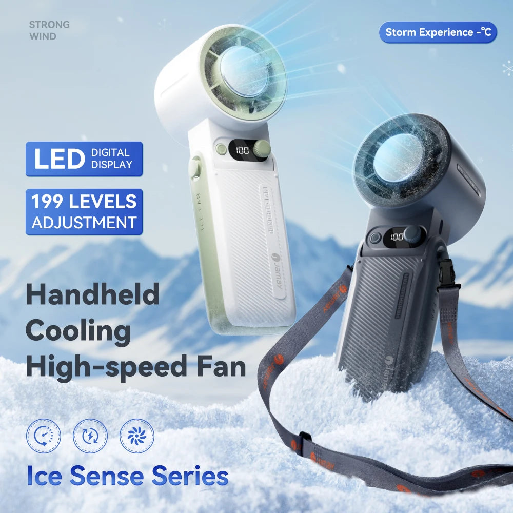 Portable Handheld fan Strong Wind 199 Gear Wind speed LED Digital Display Adjustable Turbo Portable Outdoor Handheld 8000mAh