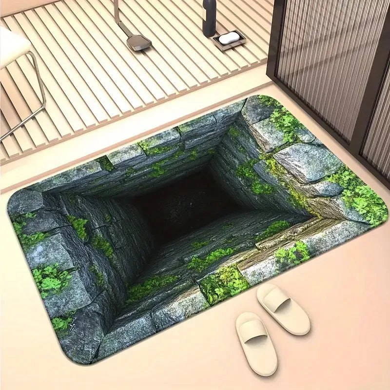 3D Bottomless-Brick Optical-Illusion Floor Mat