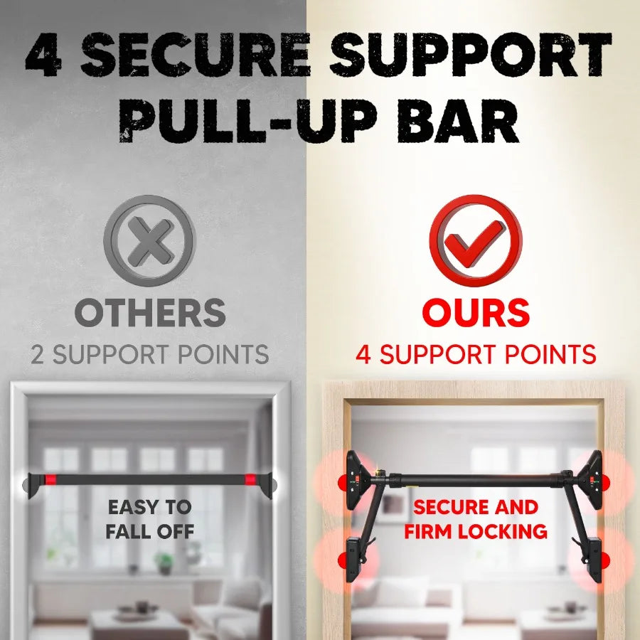 Pull Up Bar for Home Gym: Dual Direction Support System Enables Full Upper Body Workout Adjustable Height Fitness Training Equip