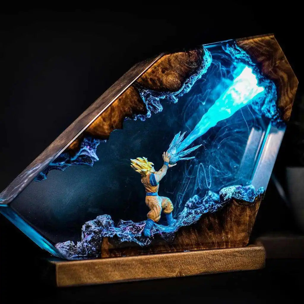 Dragon Ball Resin Lamp (Handmade Custom Version) & Dragon Ball Son Goku Resin Figurine Trendy Toys