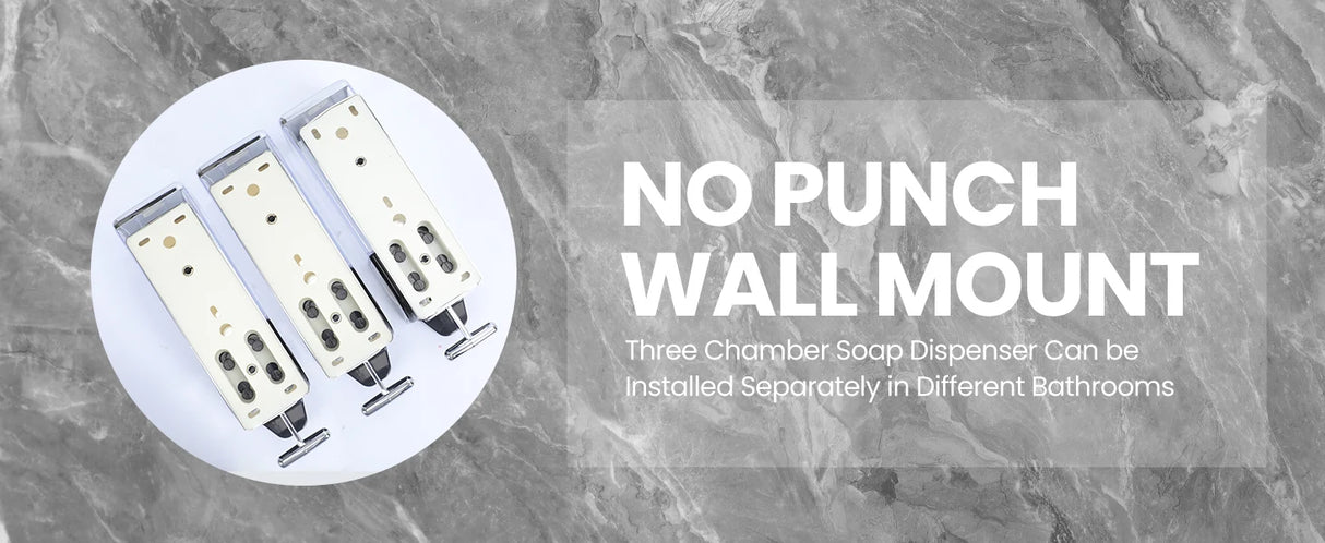 3-in-1 Quadrate Dispensers for The Shower,Shower soap Dispenser,Conditioner Dispenser, Shampoo Dispenser,No Drilled Wall Mounted