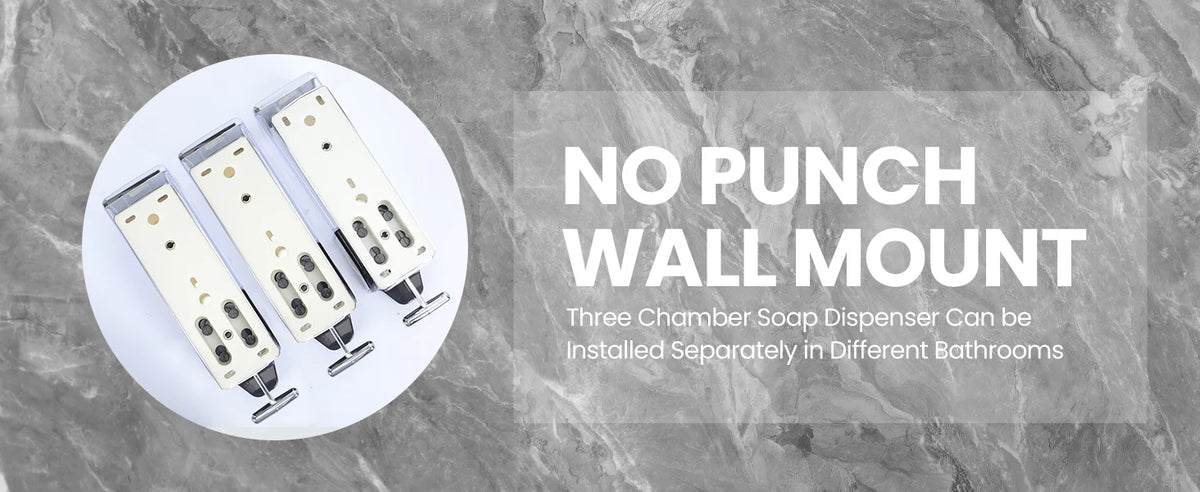 3-Chamber No-Drill Shower Soap Dispenser