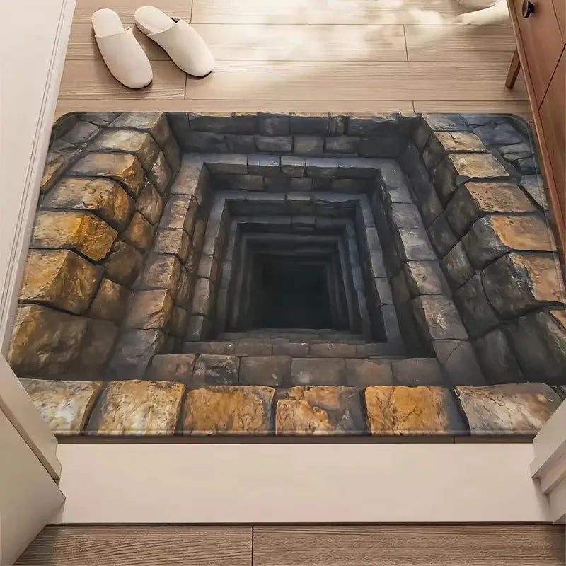 3D Bottomless-Brick Optical-Illusion Floor Mat