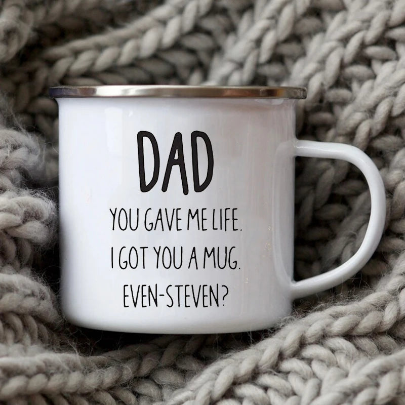 Dad Nutritional Facts Coffee Mug Enamel Cup for Papa Daddy Stepdad Father’s Day Gift Best Dad Ever Cups Dad Gifts From Kids