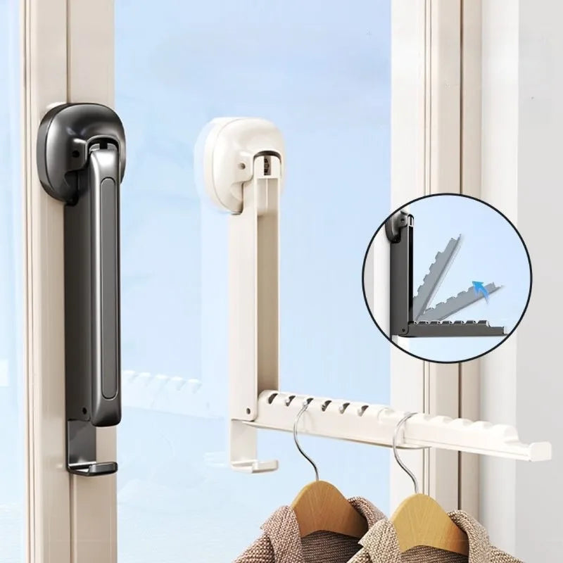 Fold-Away Wall Clothes Hanger Rack – Black or White