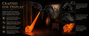 Dragon Bookshelf Nook Light, 3D Fire-Breathing Shelf Decor | Flying Dragon Design Book Lover Gift | Halloween Shelf Display