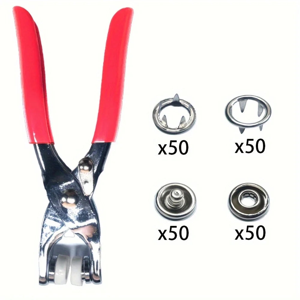 200pcs Metal Sewing Buttons And 1pc Snap Fastener Pliers Set - Easy DIY Clothes Buckle Installation
