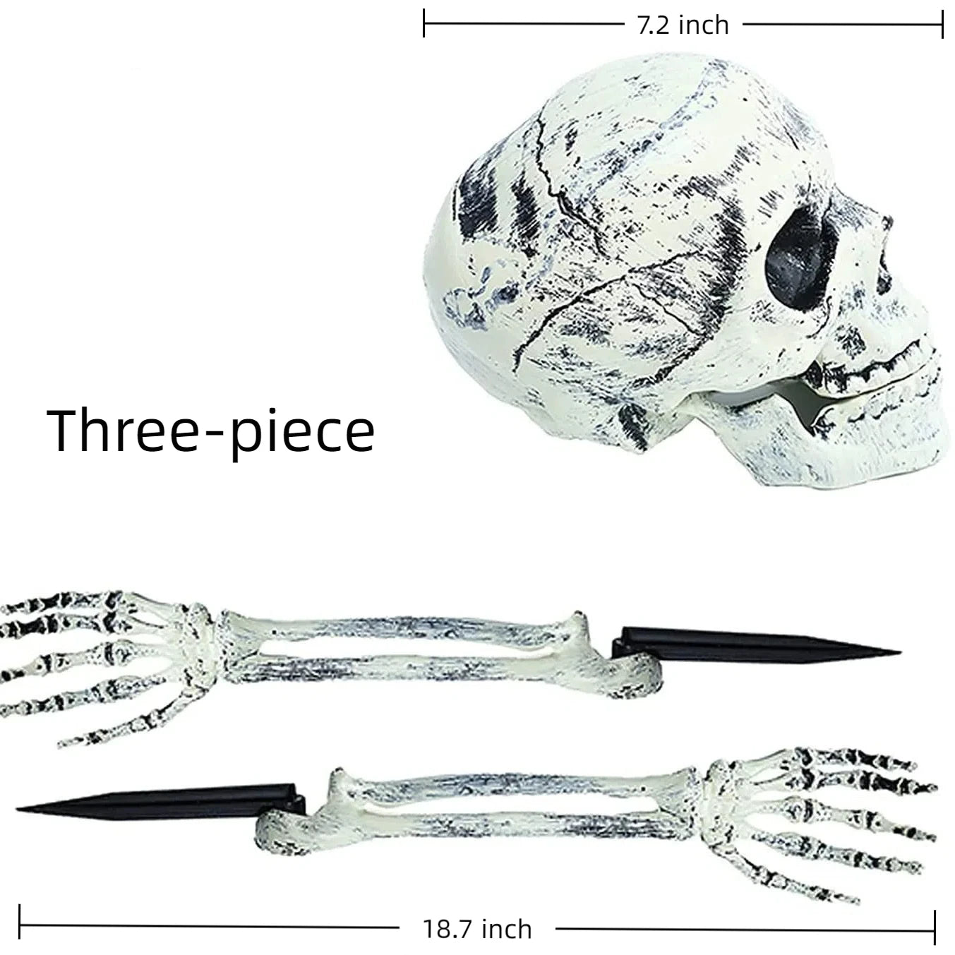 Skeleton Skull & Hand Lawn Stakes Halloween Decoration Set