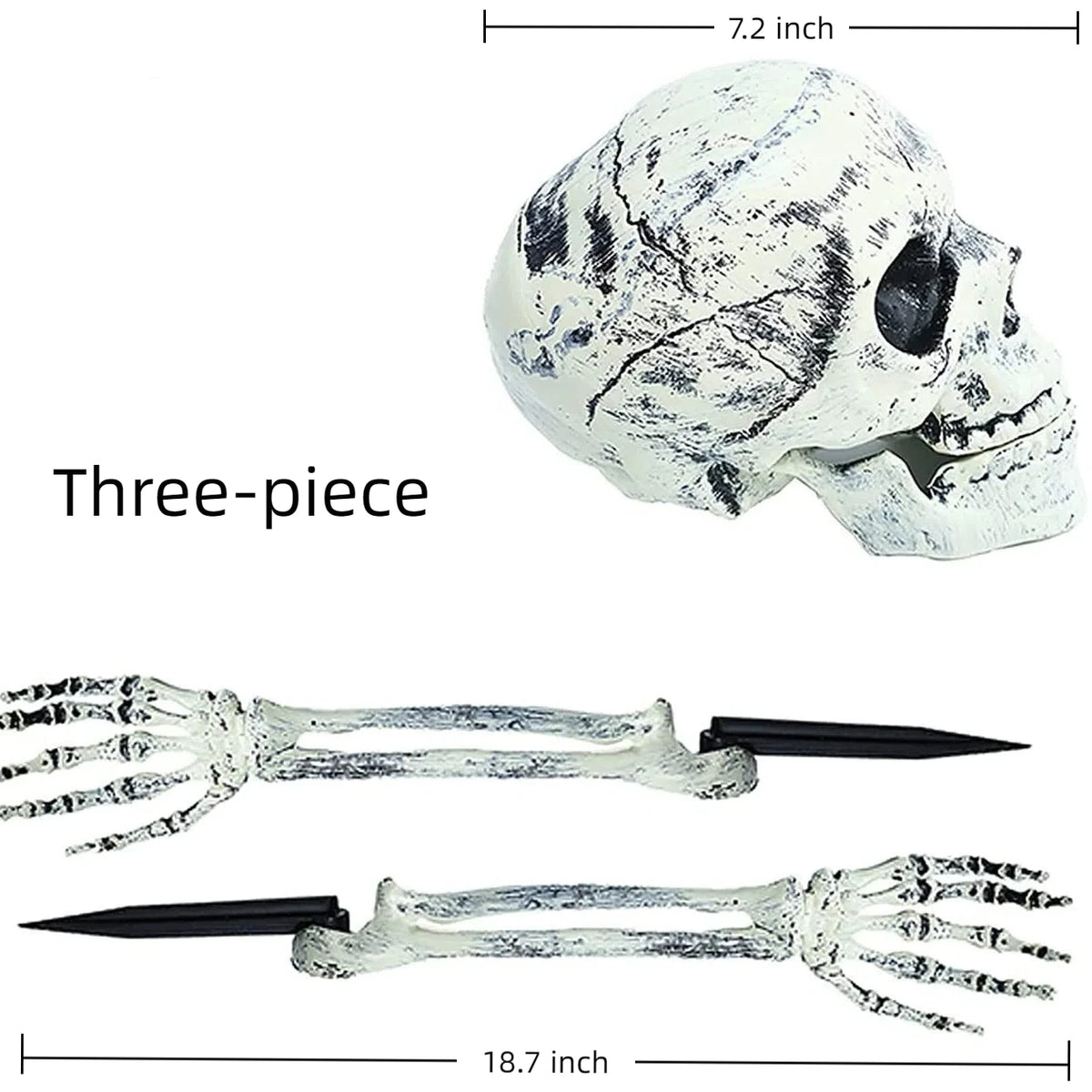 Skeleton Skull & Hand Lawn Stakes Halloween Decoration Set