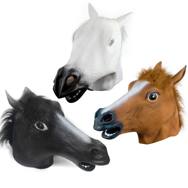 Horse Head Mask Cosplay Costume Party Funny Halloween Horse Head Mask Headgear