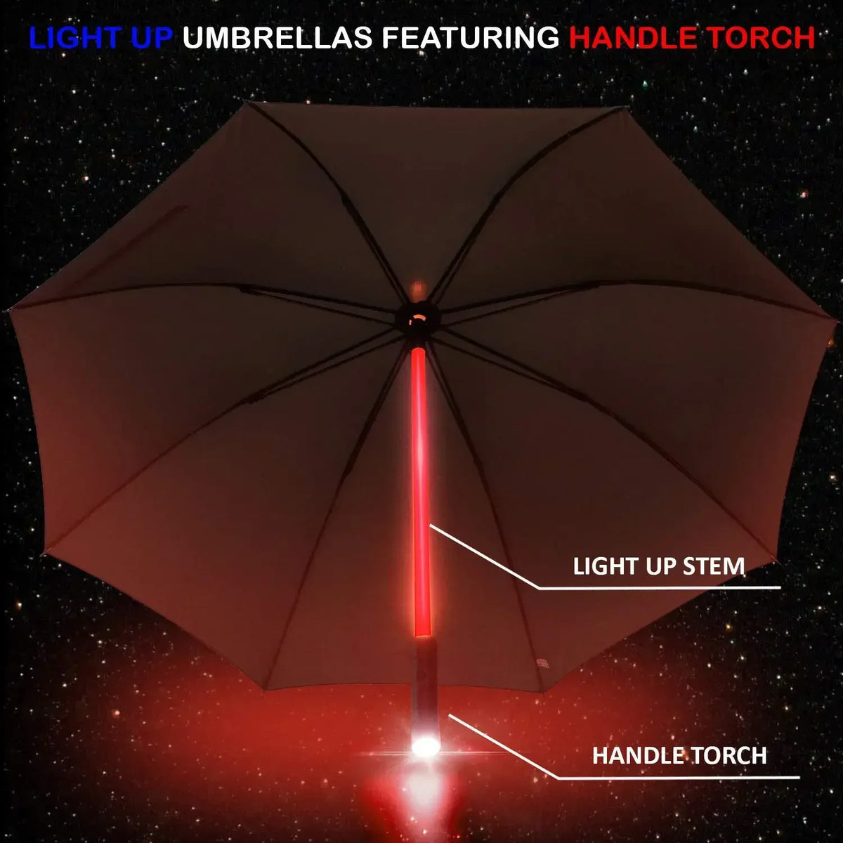 LED Light-Up Umbrella with Flashlight Handle – 4 Colours