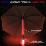 LED Light Up Umbrellas with Flashlight Handle, Clear, Black, Gray, Red