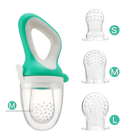 Infant Baby Food Fruit & Vegetable Pacifier, Baby Feeder with Medium Mesh Bag Food Grade Liquid Silicone Yummy Nourishment Feeding