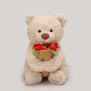 25 cm Teddy Bear with Roses – White or Brown
