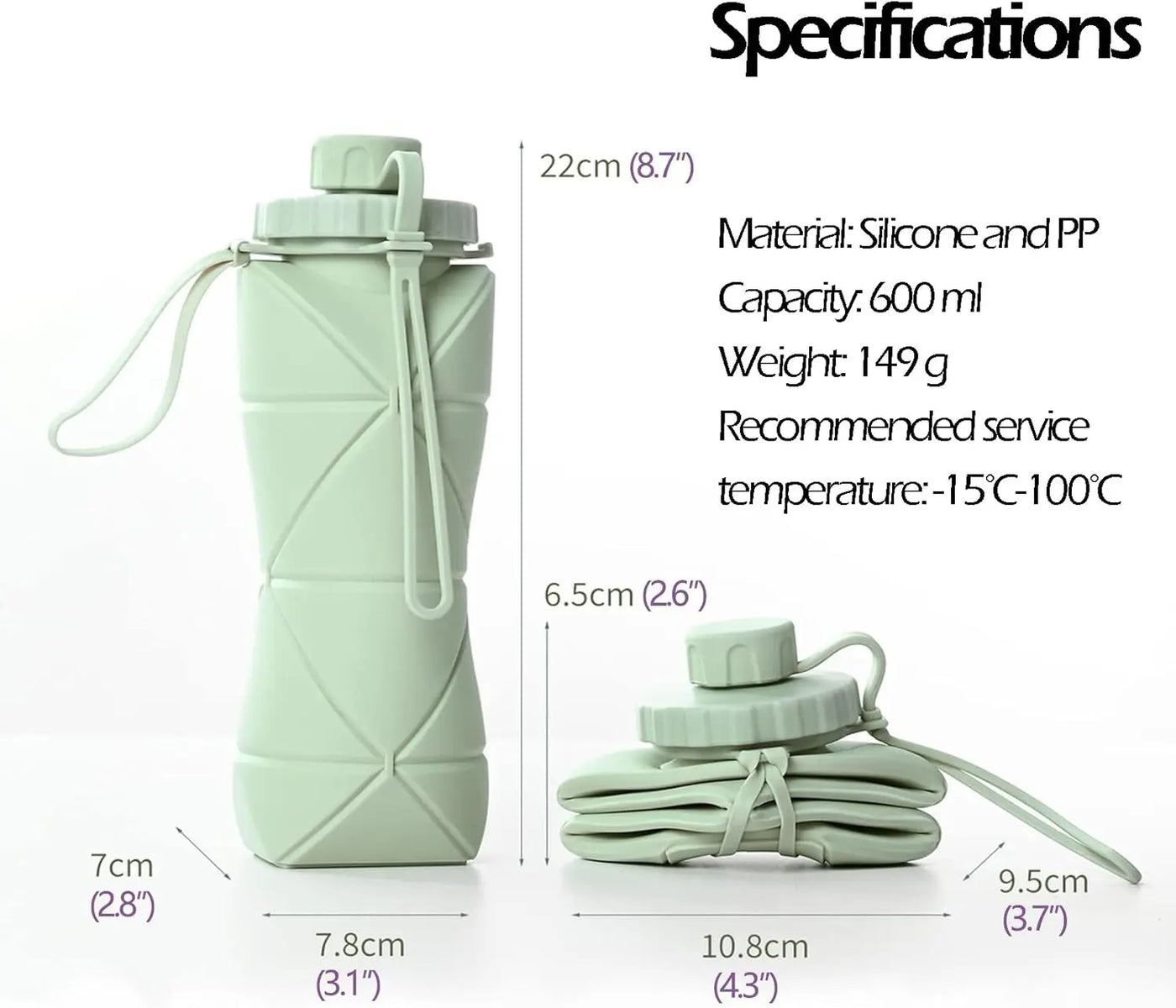600ml Collapsible Travel Water Bottle – 4 Colours