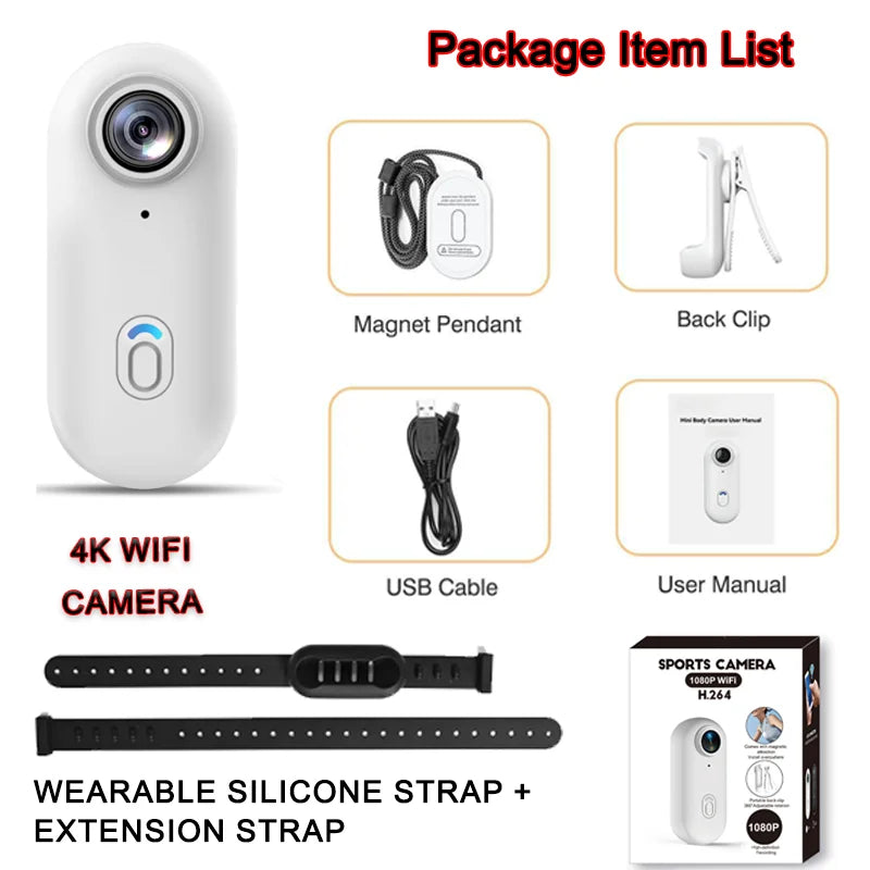POV 4K Magnetic Body Cam Small Wireless Action Camera Magsafe Vlogging Recorder  YouTube Sports Ultra Portable Smart Pro Camera