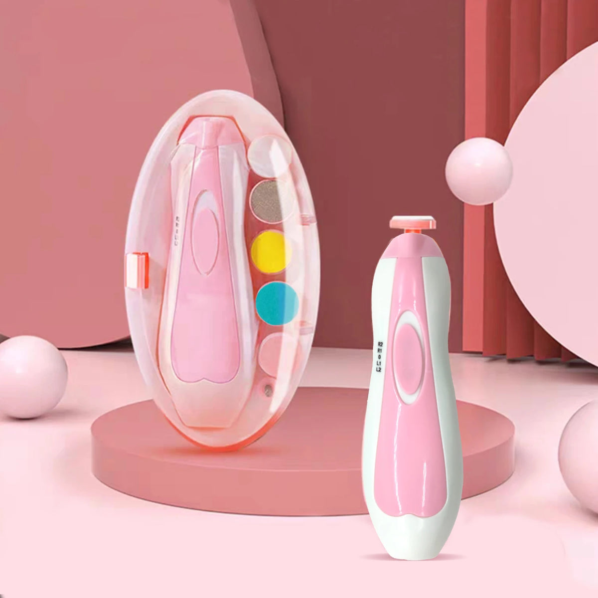 Electric Baby Nail File Set with LED Light – Pink or Blue