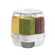 6-Compartment Cereal Dispenser, 360° Rotation, 164lbs Capacity, Airtight Sealing, Transparent Design for Dry Food Storage