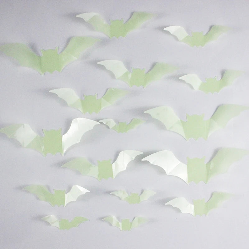 Glow-in-the-Dark Halloween Bat Wall Decals – 16 Piece Set