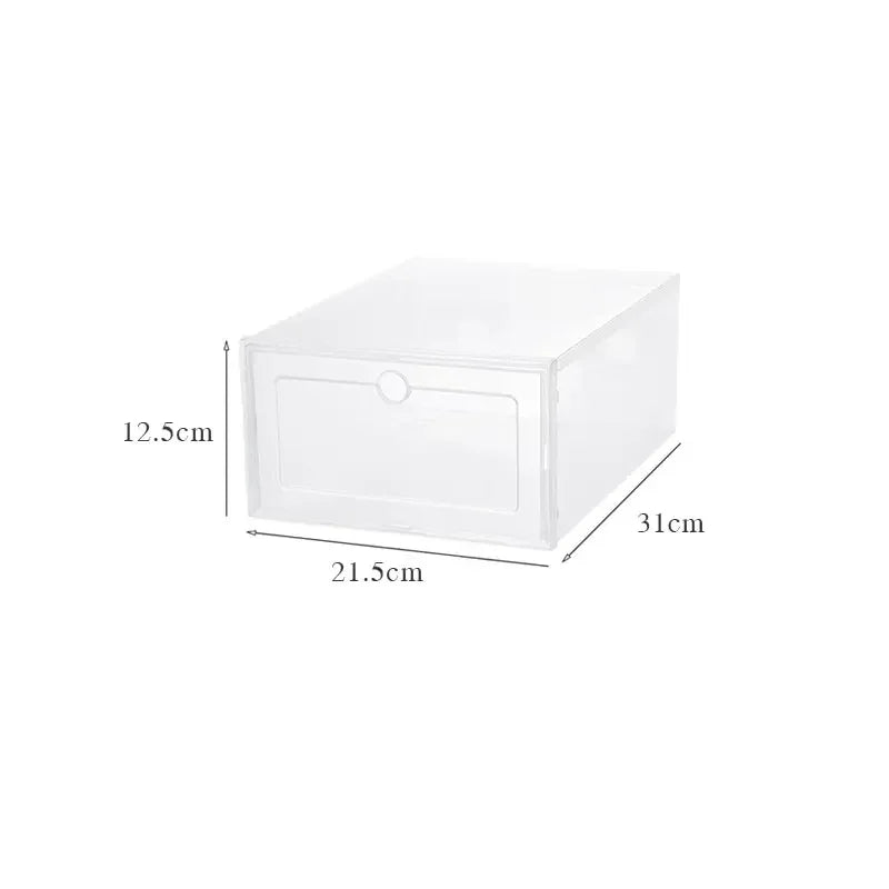 Stackable Clear Drawer Shoe Boxes – 2 Sizes, 1 or 6 Pack